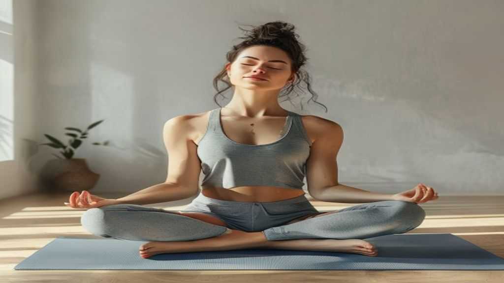 Pratique méditative du troisième œil en yoga dans un studio lumineux