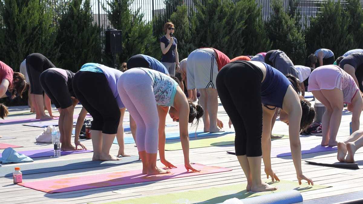 Cours de yoga en groupe pour illustrer les bienfaits d’une pratique régulière