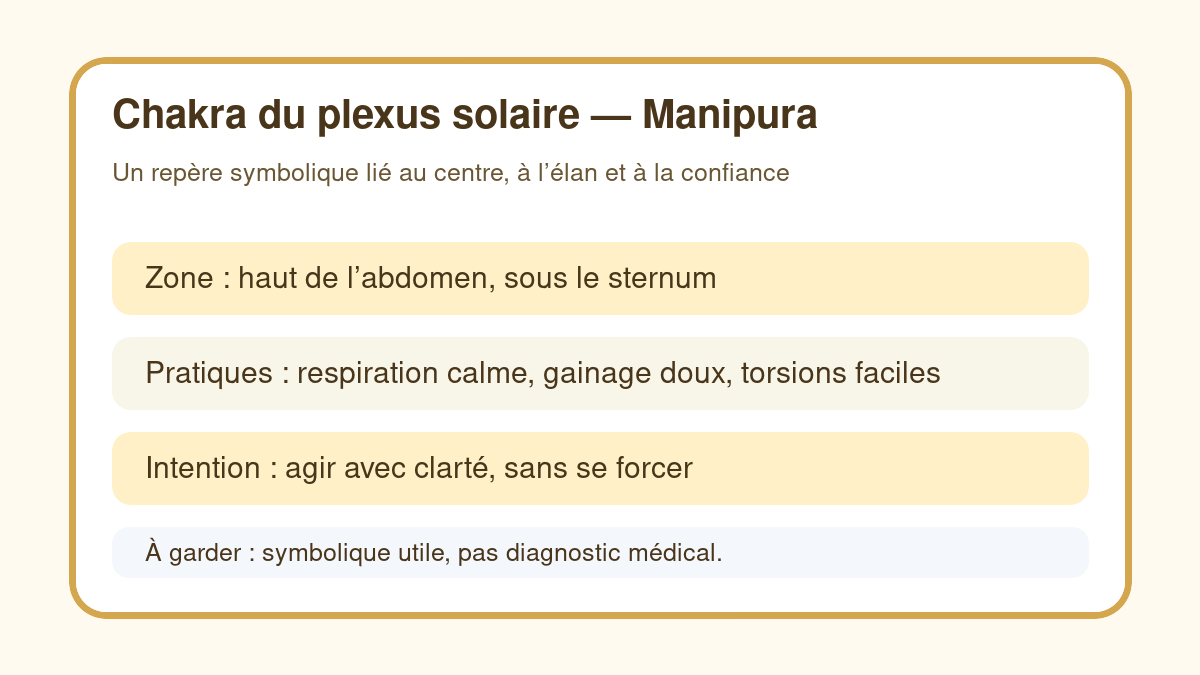 Repères du chakra plexus solaire Manipura en yoga