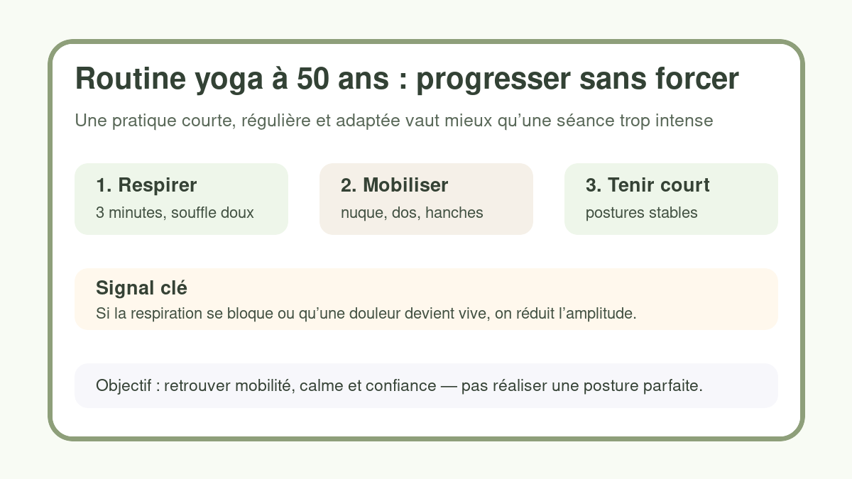 Routine douce pour faire du yoga à 50 ans sans forcer