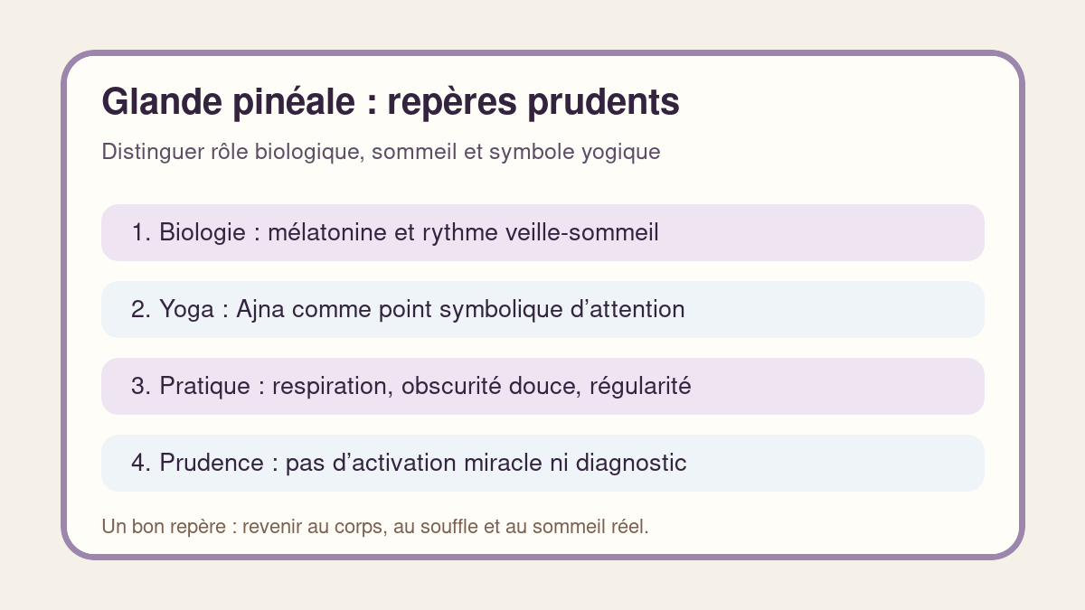 Repères prudents sur la glande pinéale, le sommeil et le troisième œil en yoga