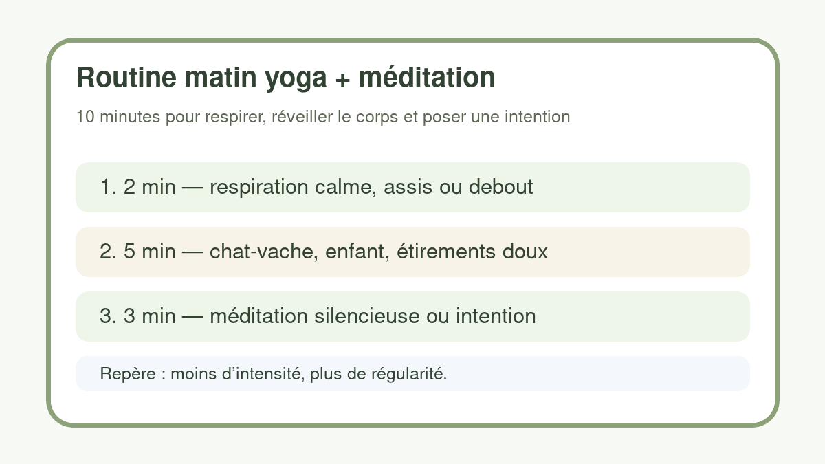 Routine de méditation du matin avec yoga en trois étapes