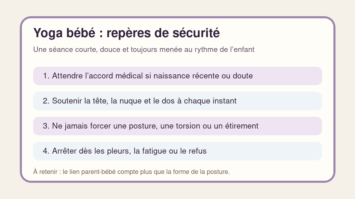 Checklist de sécurité pour une séance de yoga bébé