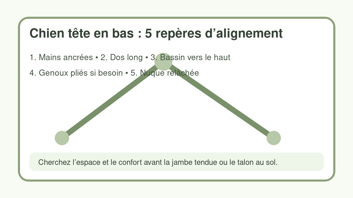 Repères d'alignement pour le chien tête en bas en yoga