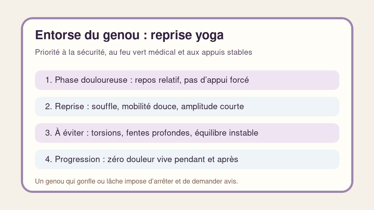 Repères de reprise du yoga après une entorse du genou