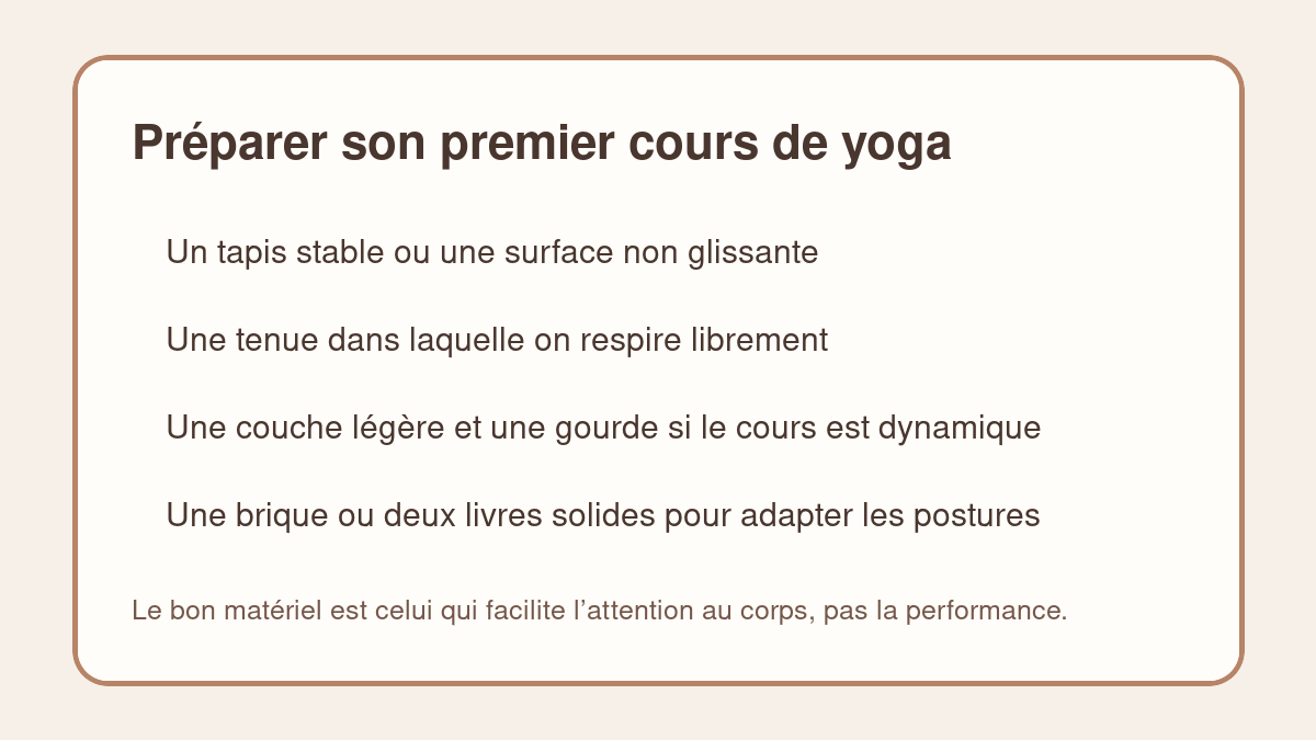 Checklist du matériel de yoga utile pour un débutant avant une première séance