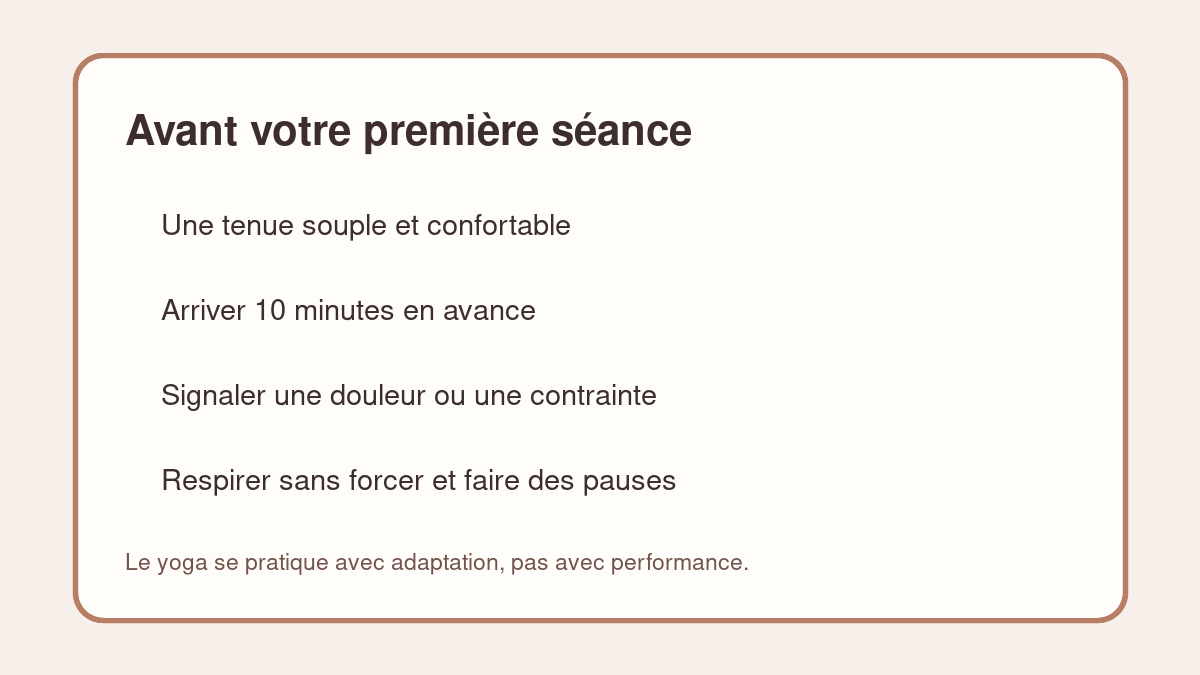 Checklist pratique avant une première séance de yoga