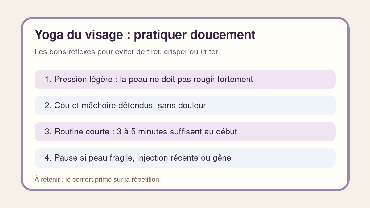 Précautions pour pratiquer le yoga du visage sans forcer